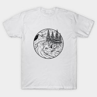 Camping in the Forest - Nature Lover Illustration - Hiking and Outdoor Camping Art T-Shirt